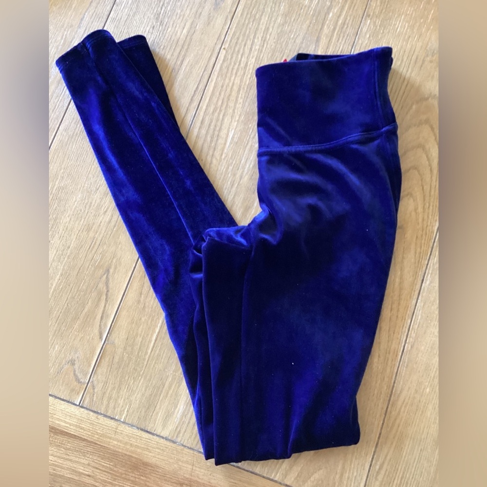 Spanx Tummy Control Velvet Blue Purple Leggings Small Preowned